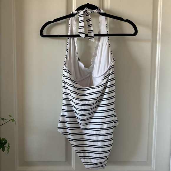 Heidi Klein One Piece $315 White & Blue Striped Swimsuit Size Medium - Picture 4 of 7